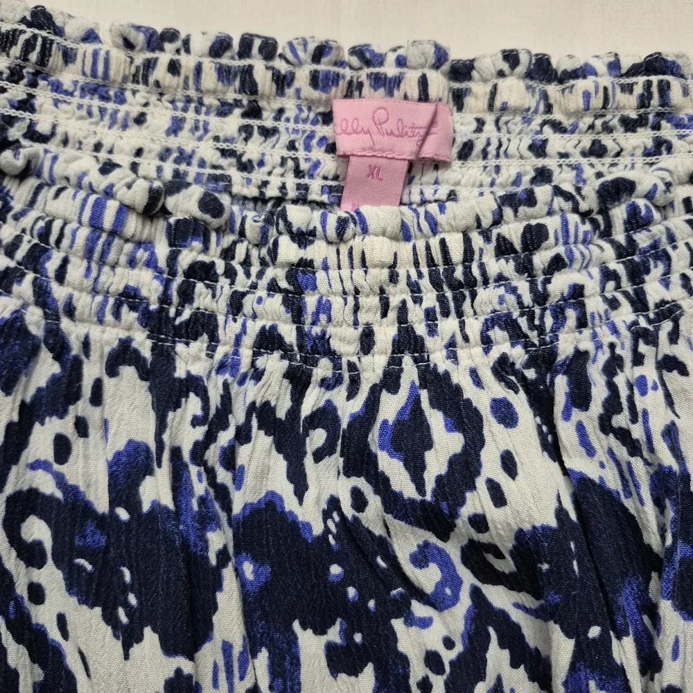 Lilly Pulitzer Blue and White Strapless Dress Xl - Picture 7 of 7